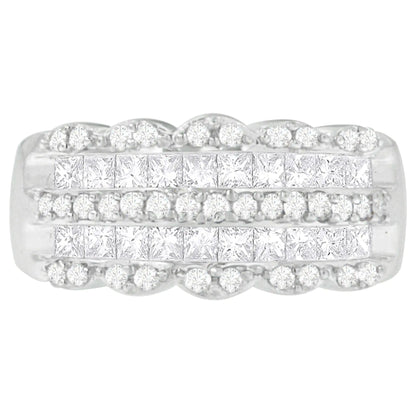 14K White Gold 1 1/7ct. TDW Round and Princess-Cut Diamond Ring(H-I, SI2-I1)