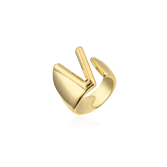 Adjustable Gold Alphabet Ring For Women