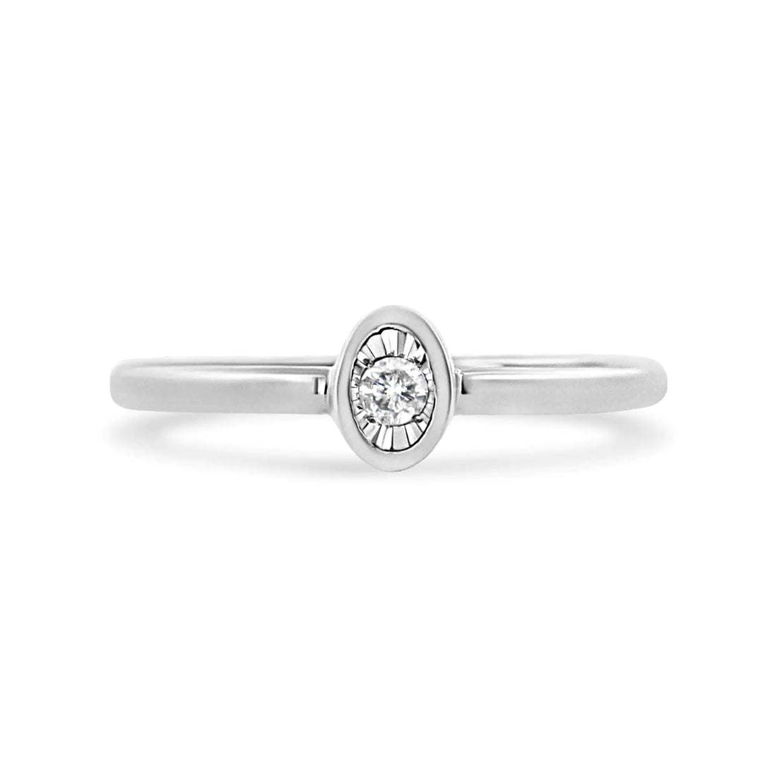 .925 Sterling Silver 1/20 Cttw Miracle Set Diamond Oval Shaped Promise Ring (J-K Color, I1-I2 Clarity)