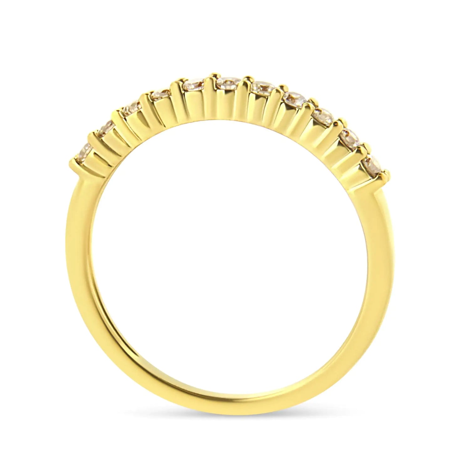 10K Yellow Gold Plated .925 Sterling Silver 1/4 Cttw Champagne Diamond Band Ring (K-L Color, I1-I2 Clarity)