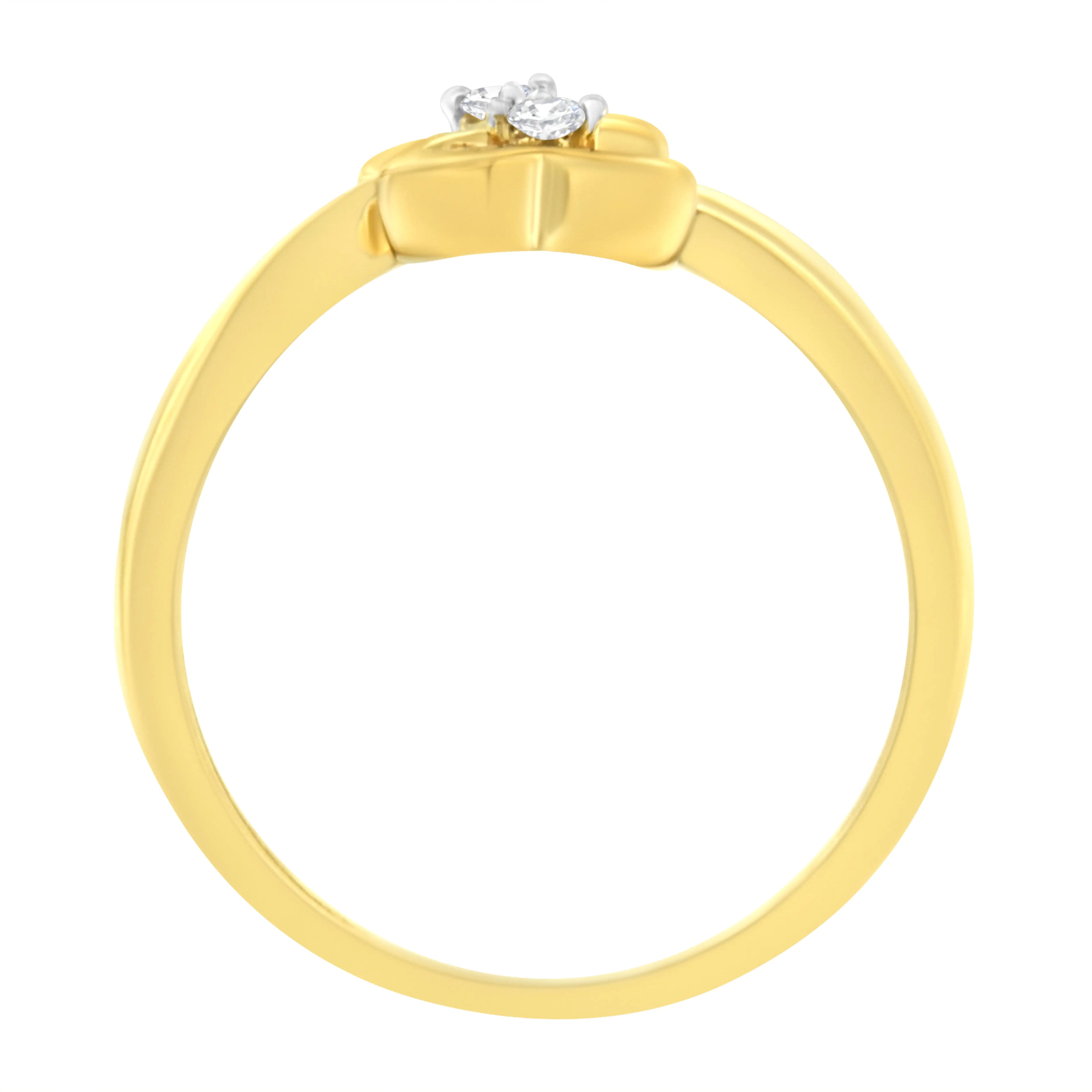 14KT Yellow Gold 1/20 ctw. Dual Heart Diamond Ring (K-L, I1-I2)