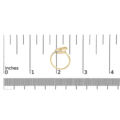 10K Yellow Gold 1/10 Cttw Diamond Crescent Moon Ring (I-J Color, I1-I2 Clarity)