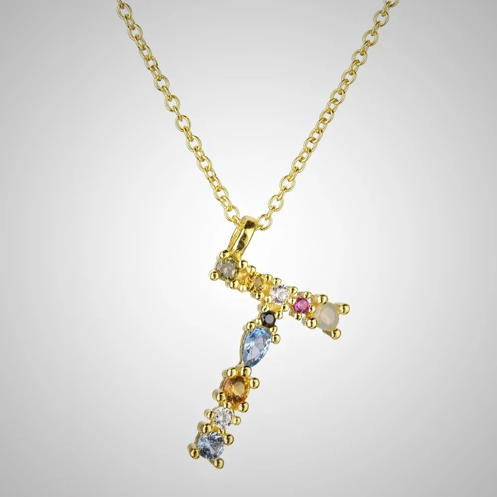 ANDYWEN 925 Sterling Silver Gold Letter M Opal Initial Necklace