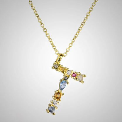 ANDYWEN 925 Sterling Silver Gold Letter M Opal Initial Necklace