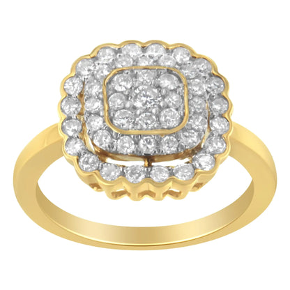 10K Yellow Gold Plated .925 Sterling Silver Diamond Cocktail Ring (3/4 Cttw, J-K Color, I2-I3 Clarity)