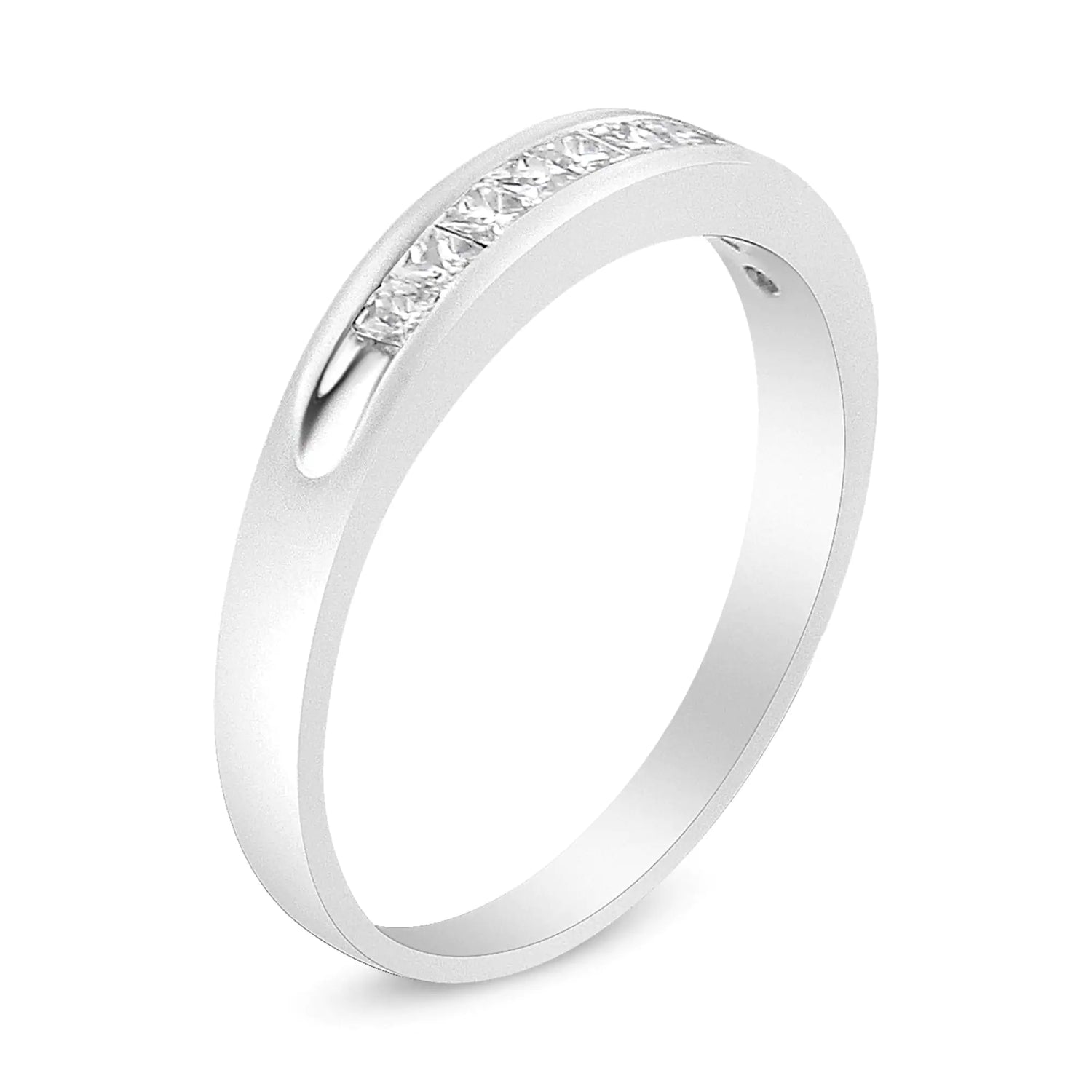 18K White Gold 1/4 Cttw Channel Set Princess-cut Diamond Classic 11 Stone Band Ring (E-F Color, I1-I2 Clarity)