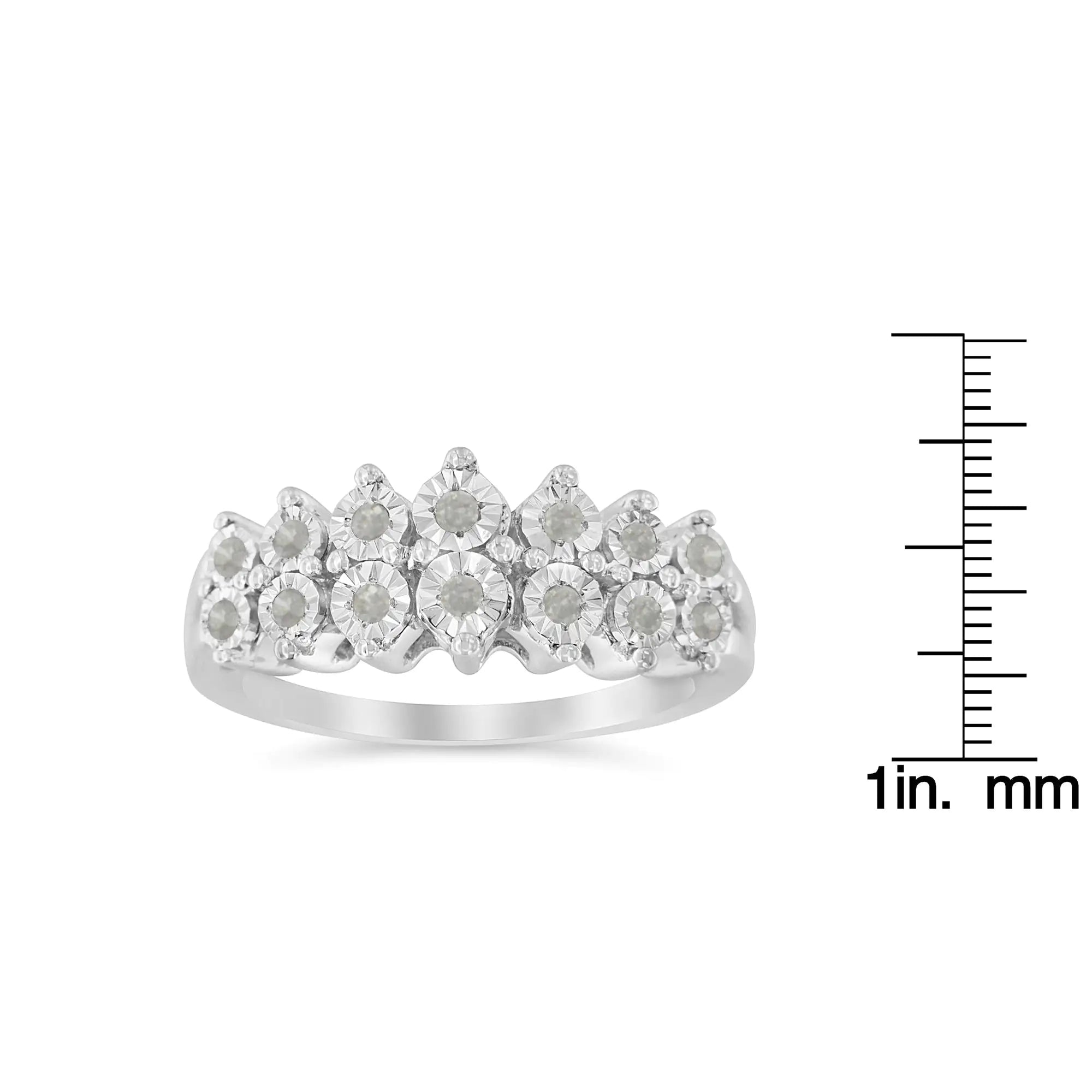 .925 Sterling Silver ¼ Cttw Miracle-Set Diamond Two Row Split Shank Modern Band Ring ( I-J Color, I3 Clarity)