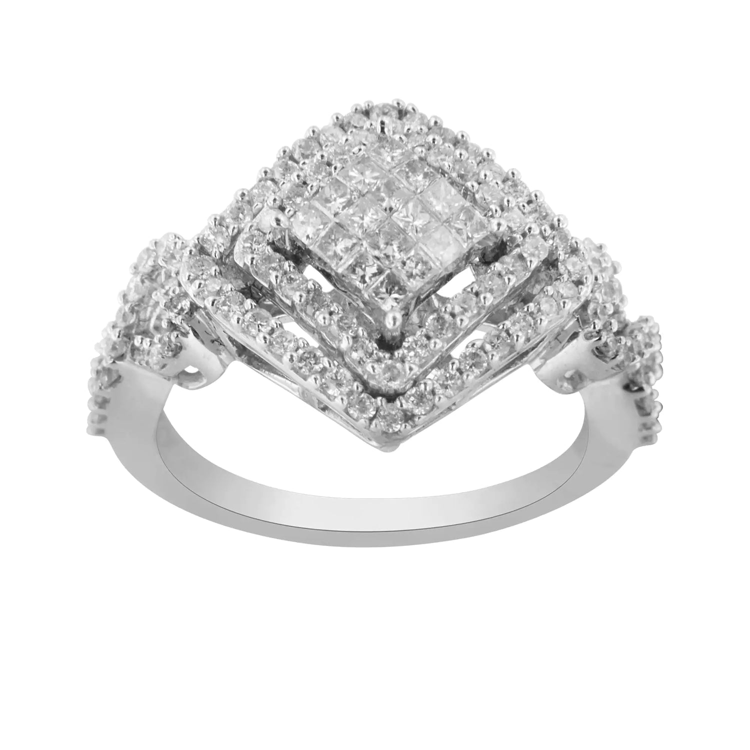 14KT White Gold Diamond Composite Ring (1 cttw, H-I Color, I1-I2 Clarity)