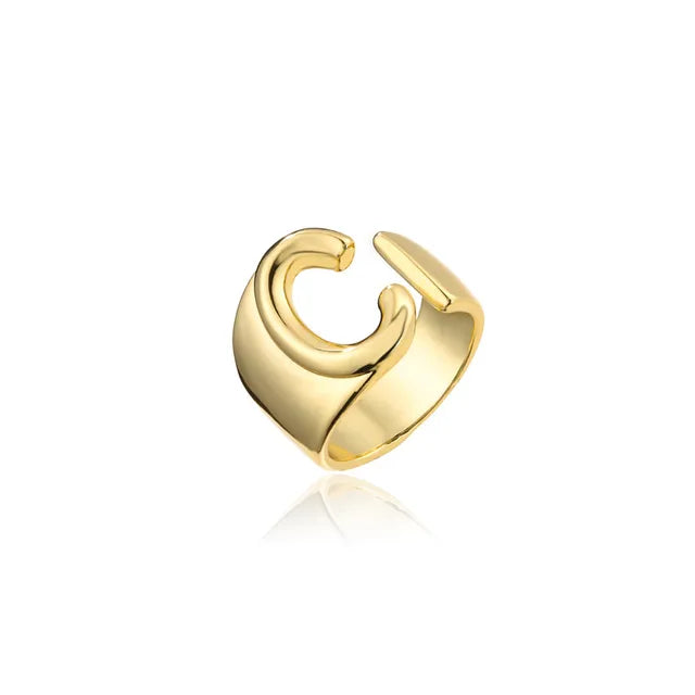 Adjustable Gold Alphabet Ring For Women