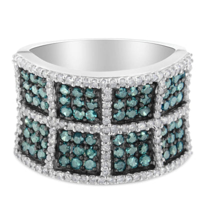 14K White Gold White and Treated Blue Diamond Cocktail Ring (1 1/2 Cttw, H-I Color, I1-I2 Clarity)