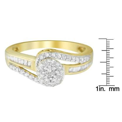 10K Yellow Gold Diamond Cluster Ring (1/2 Cttw, I-J Color, I2-I3 Clarity)