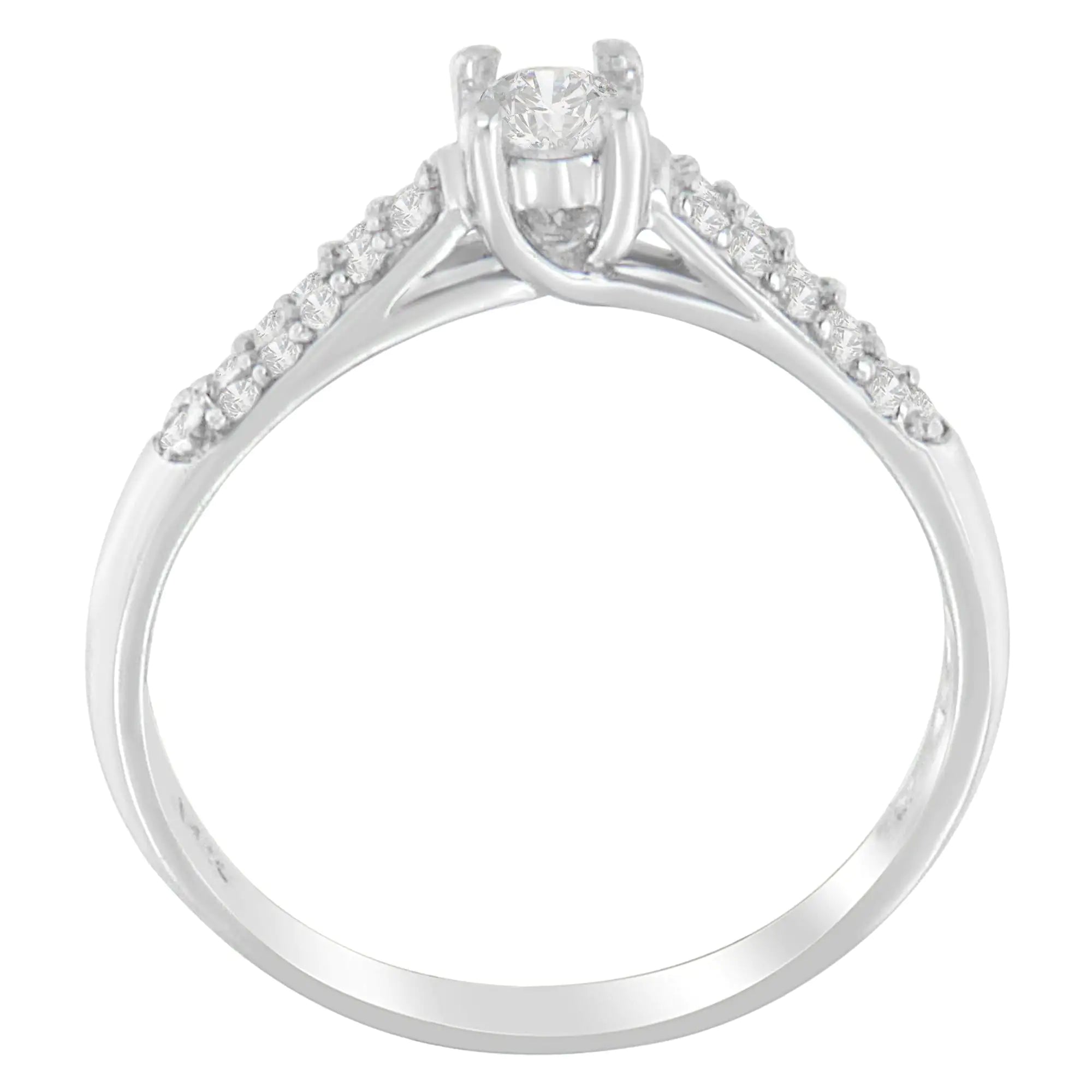 14K White Gold Round-Cut Diamond Ring (0.37 cttw, H-I Color, SI2-I1 Clarity)