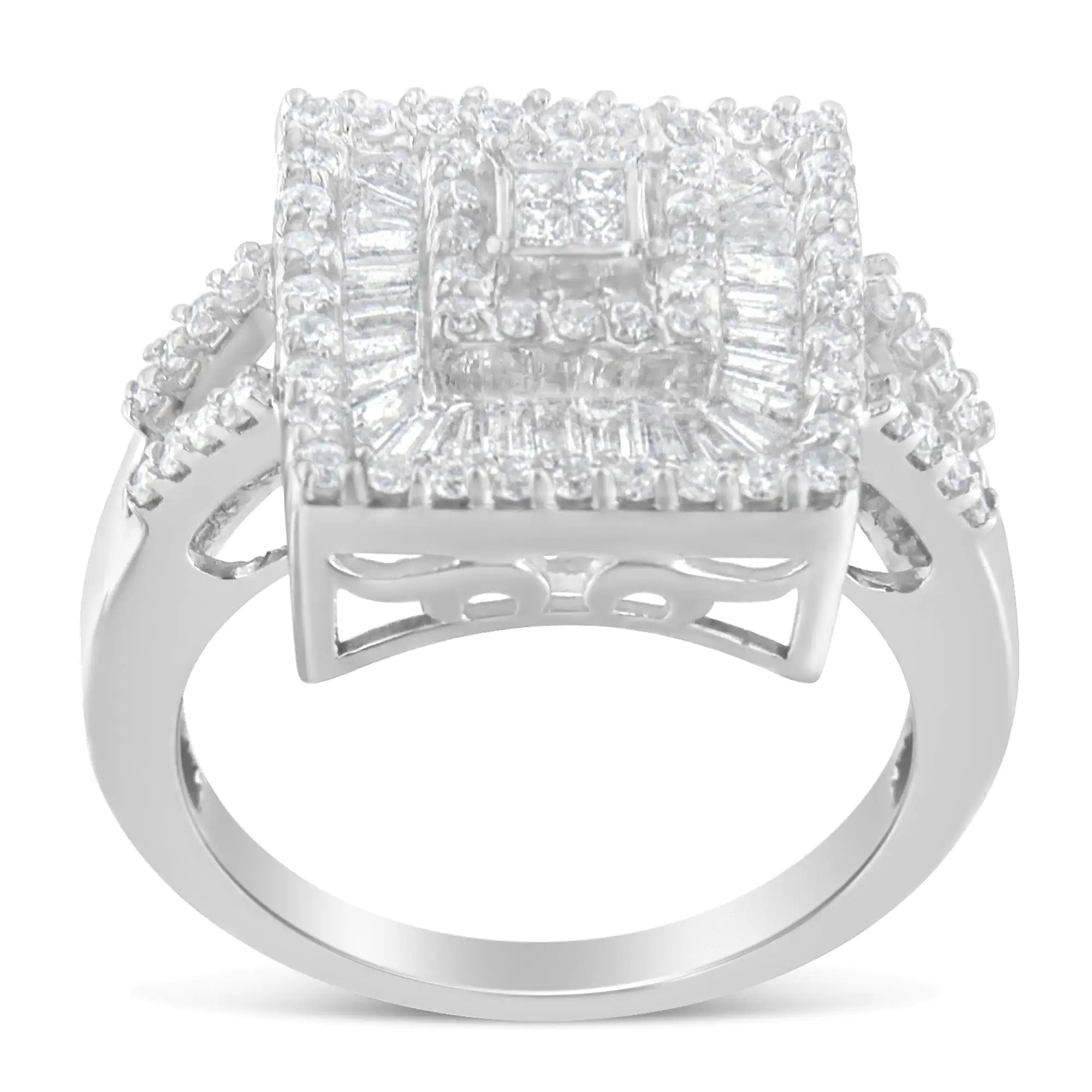 14K White Gold Diamond Cocktail Ring (1 Cttw, H-I Color, SI2-I1 Clarity)