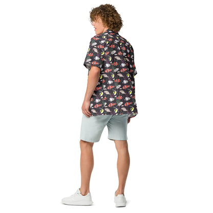 Murky Reef Tropical Saltwater Fish Hawaiian Button Shirt: Dive into Underwater Elegance!