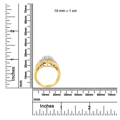 10K Yellow Gold Round and Baguette Cut Diamond Ring (1/2 Cttw, H-I Color, I1-I2 Clarity)