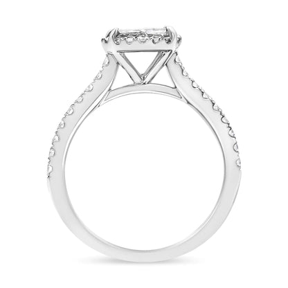 14K White Gold 1.00 Cttw Invisible Set Princess Diamond Composite Cushion Shaped Engagement Ring (H-I Color, I1-I2 Clarity)