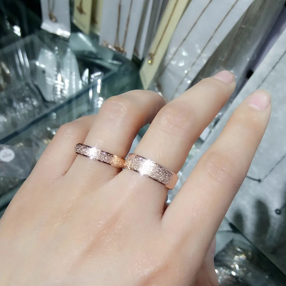 Rose Gold Color Frosted Finger Ring