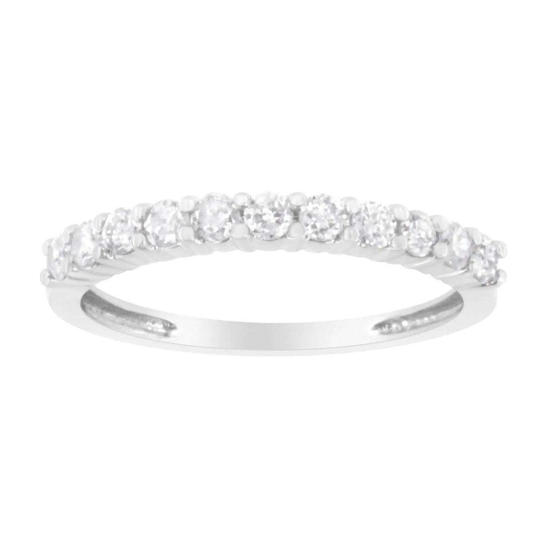 IGI Certified 1/2 Cttw Diamond 10K White Gold Prong Set Fluted Band Style Ring (I-J Color, I2-I3 Clarity)