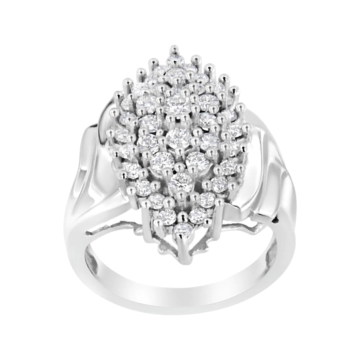 .925 Sterling Silver 1 cttw Lab Grown Diamond Cluster Ring (F-G Color, VS2-SI1 Clarity)