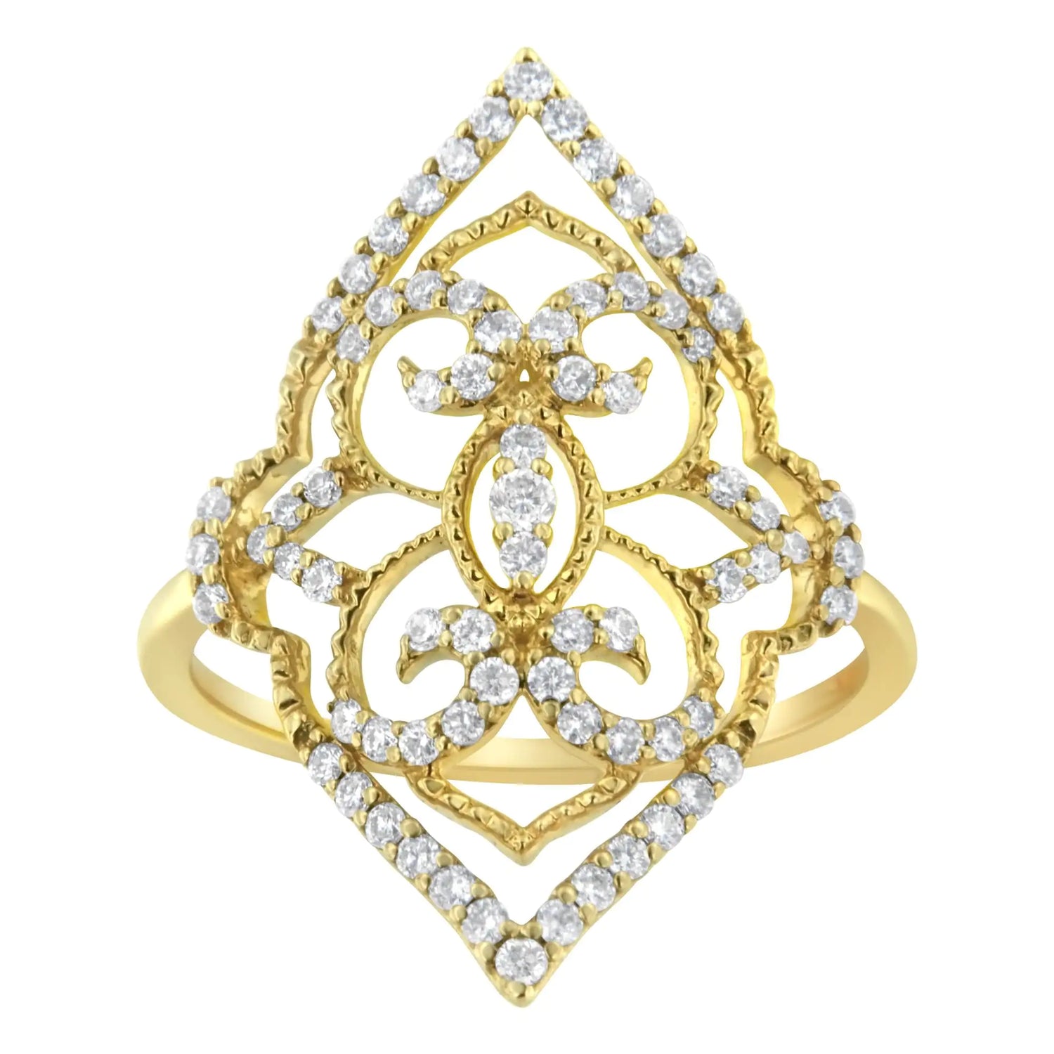 10K Yellow Gold Diamond Cocktail Ring (1/2 cttw, I1-I2 Clarity, H-I Color)