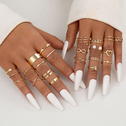 Gold Geometric Ring Set