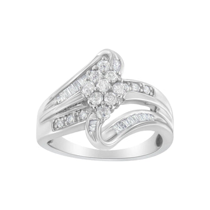 10K White Gold 1/2 cttw Diamond Cluster Ring (H-I Clarity, I2-I3 Color)