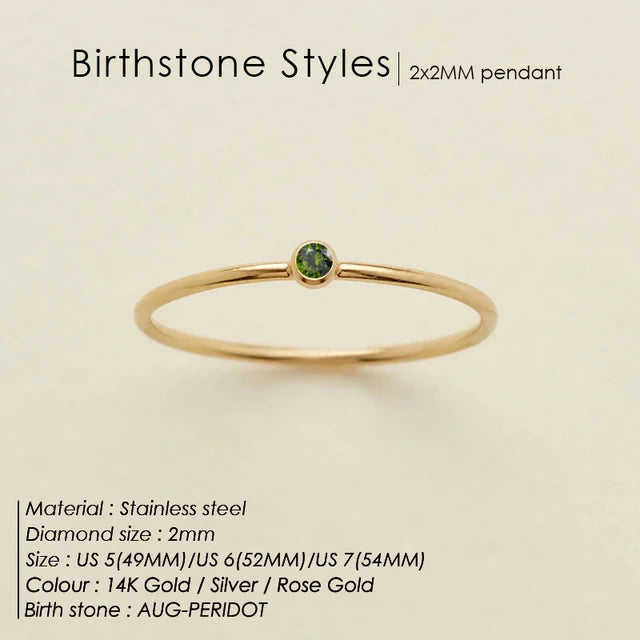 Stainless Steel Birthstone Ring