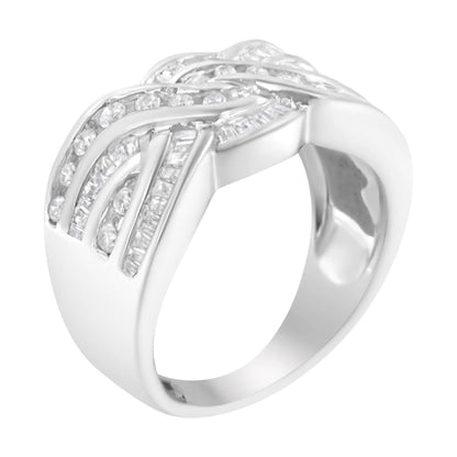 10K White Gold Diamond Bypass Ring (1 Cttw, H-I Color, I1-I2 Clarity)