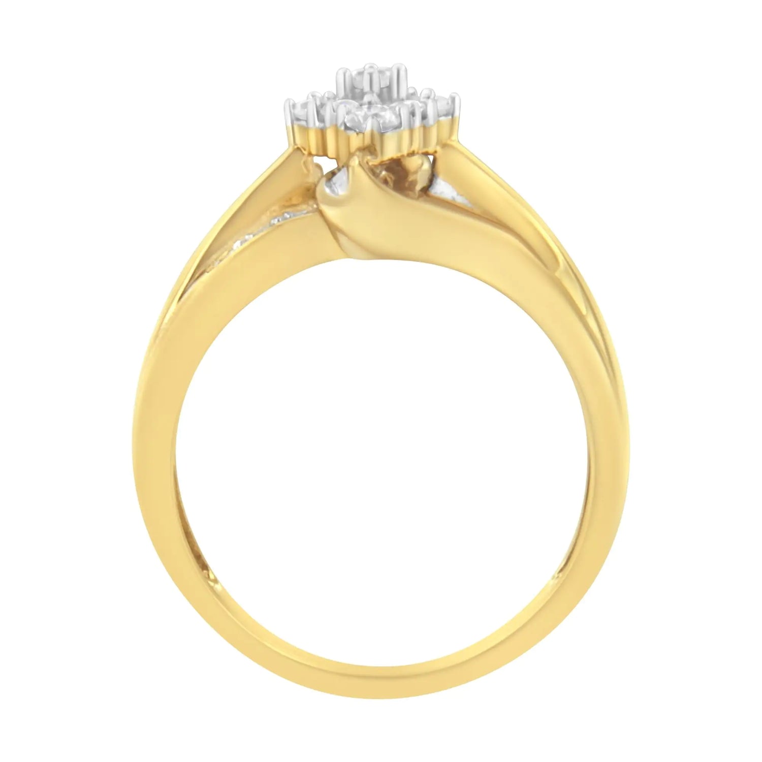 10K Yellow Gold 1/2 cttw Diamond Cluster Cocktail Ring (J-K Clarity, I1-I2 Color)