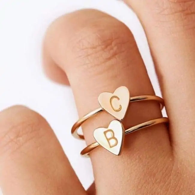 Personalized Initial Heart Ring