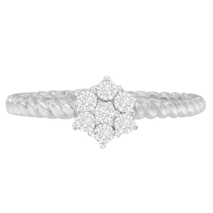 10K White Gold Diamond Cluster Ring (1/4 Cttw, H-I Color, SI1-SI2 Clarity)