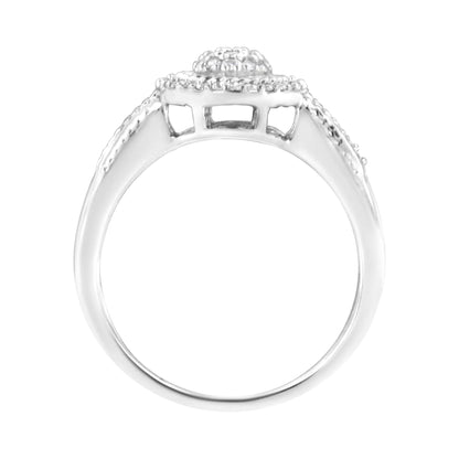 .925 Sterling Silver 1/3 Cttw Pave Set Round-Cut Diamond Braided Halo Cocktail Ring (I-J Color, I2-I3 Clarity)