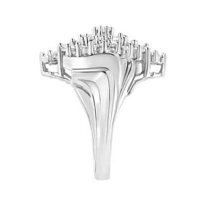 .925 Sterling Silver 1 cttw Lab Grown Diamond Cluster Ring (F-G Color, VS2-SI1 Clarity)