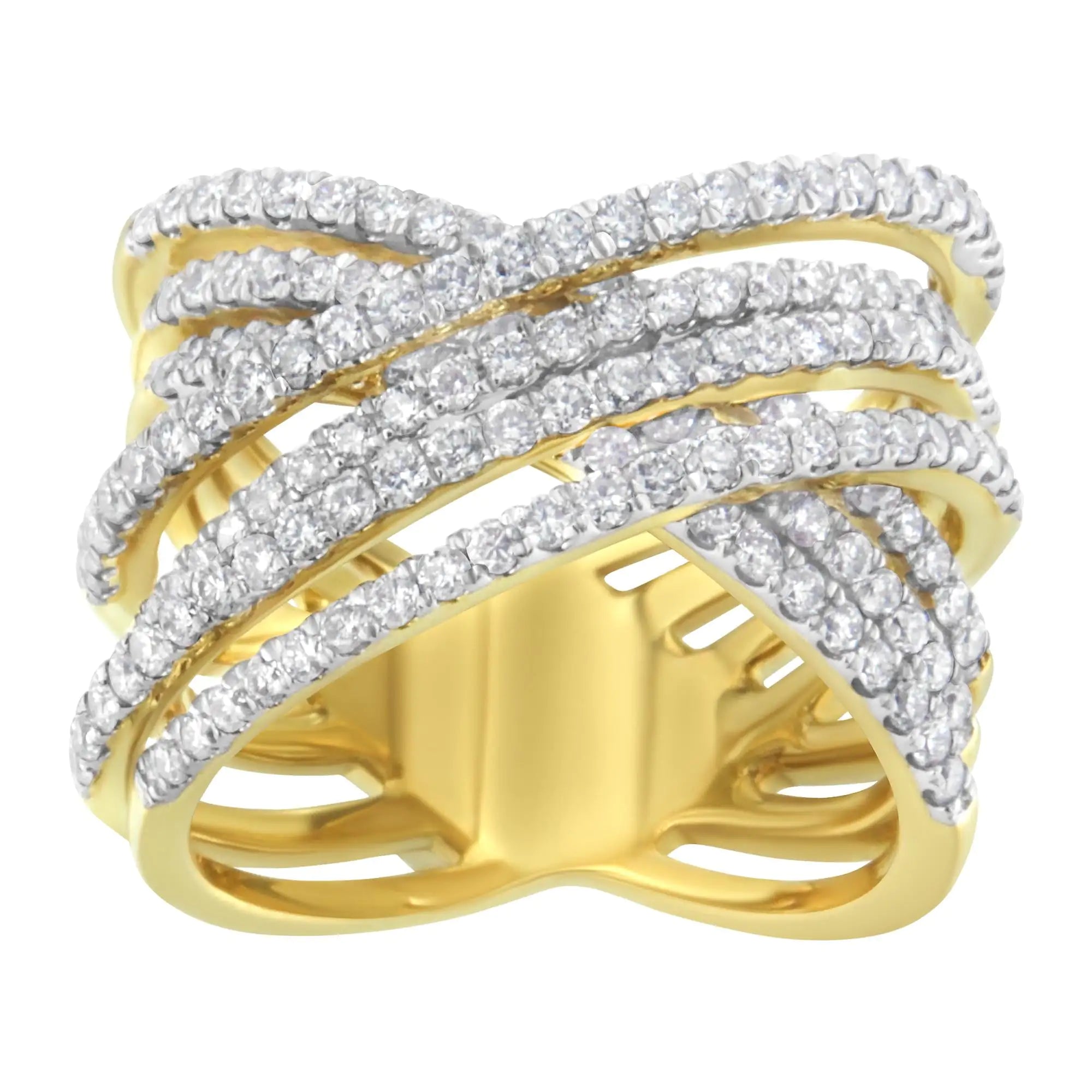 10KT Yellow Gold Diamond Bypass Ring (1 5/8 cttw, H-I Color, SI2-I1 Clarity)