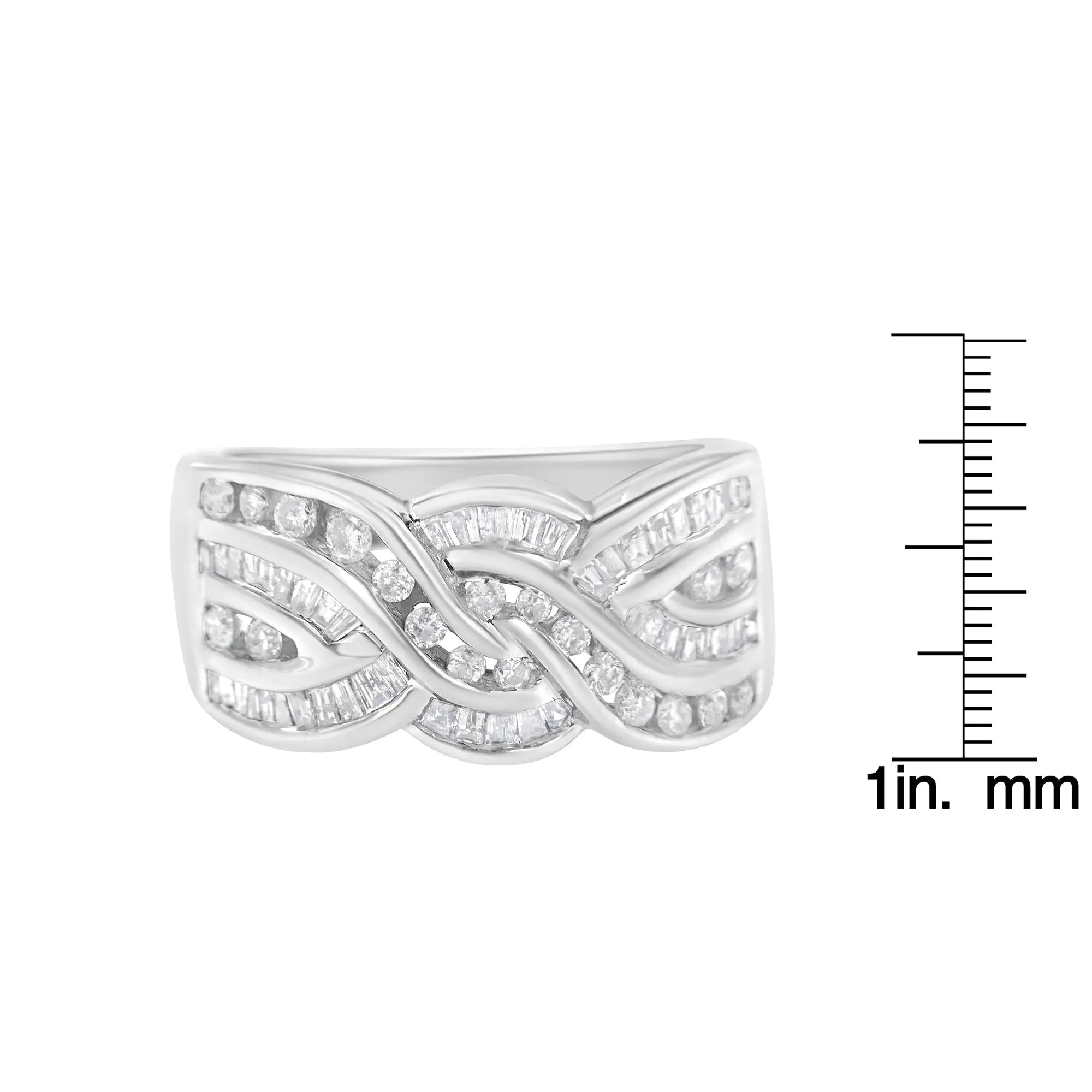 10K White Gold Diamond Bypass Ring (1 Cttw, H-I Color, I1-I2 Clarity)