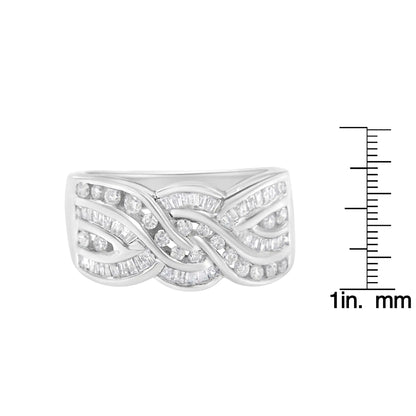 10K White Gold Diamond Bypass Ring (1 Cttw, H-I Color, I1-I2 Clarity)