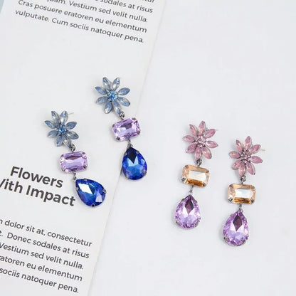 Blue-Purple Sunflower Earrings