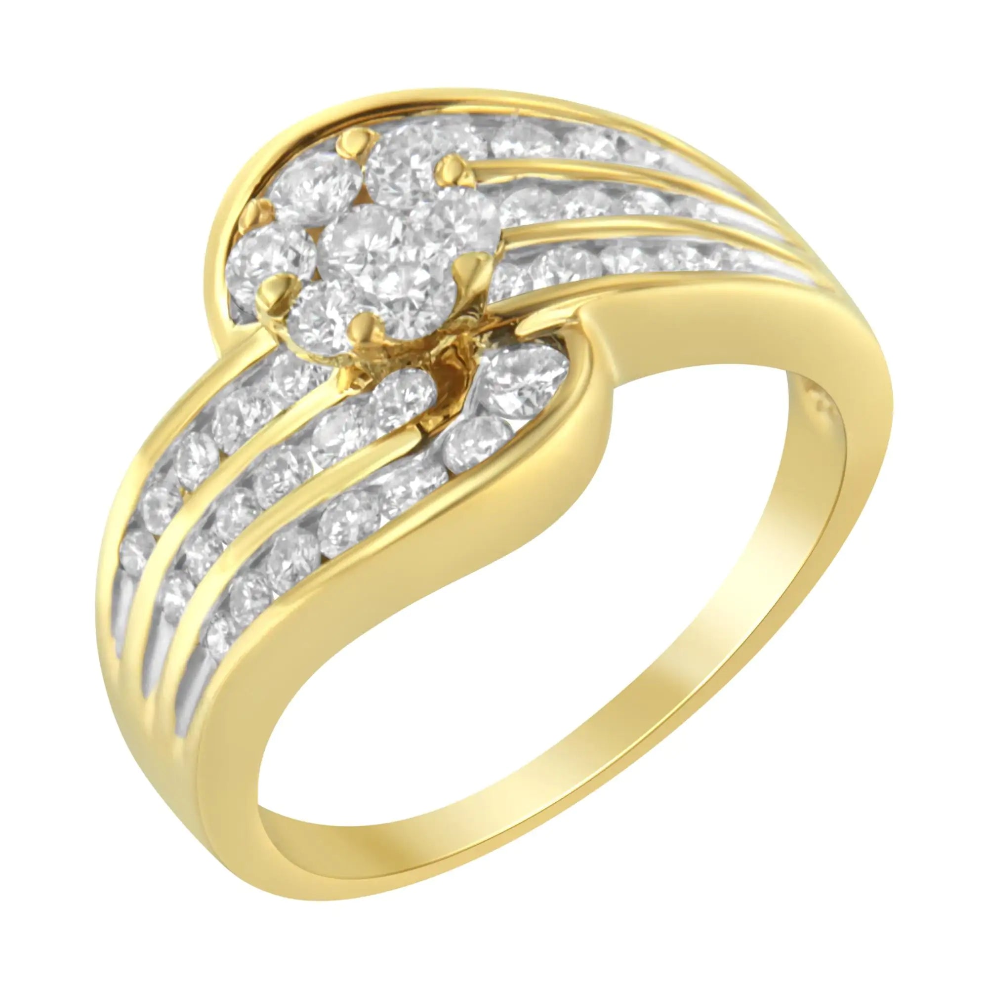 14K Yellow Gold Diamond Cocktail Bypass Ring (1 1/2 Cttw, H-I Color, SI2-I1 Clarity)