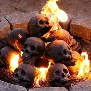 Halloween Fire Pit Skulls-Reusable Ceramic Skull Bonfire