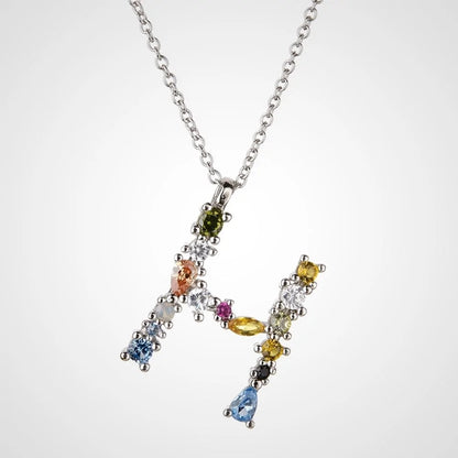 ANDYWEN 925 Sterling Silver Gold Letter M Opal Initial Necklace