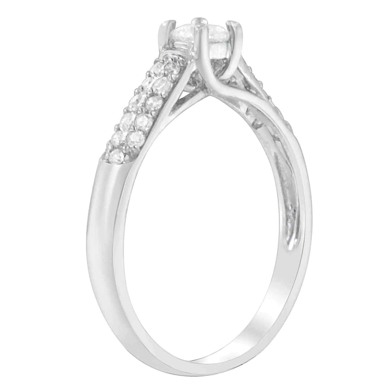 14K White Gold Round-Cut Diamond Ring (0.37 cttw, H-I Color, SI2-I1 Clarity)