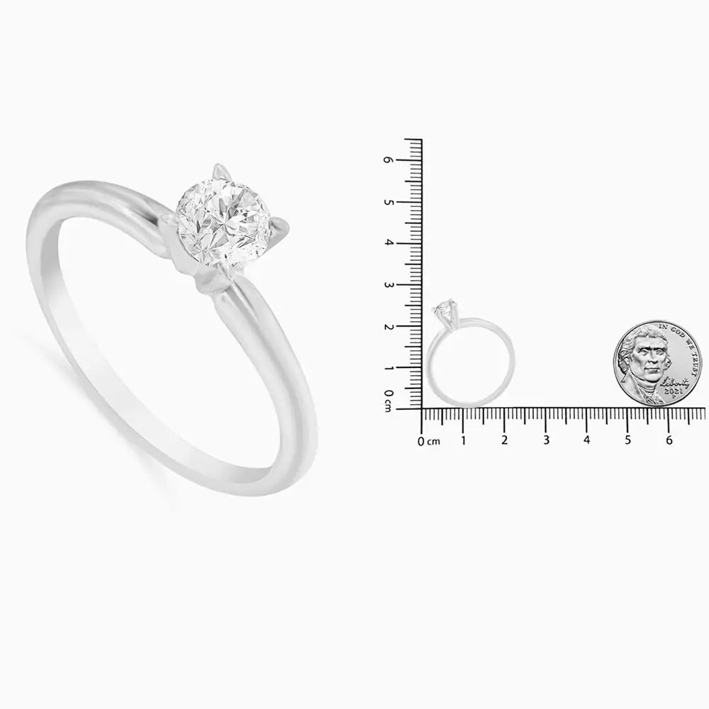 GIA Certified 14K Gold 1/2 Cttw Diamond Solitaire Engagement Ring (H Color, SI1 Clarity)