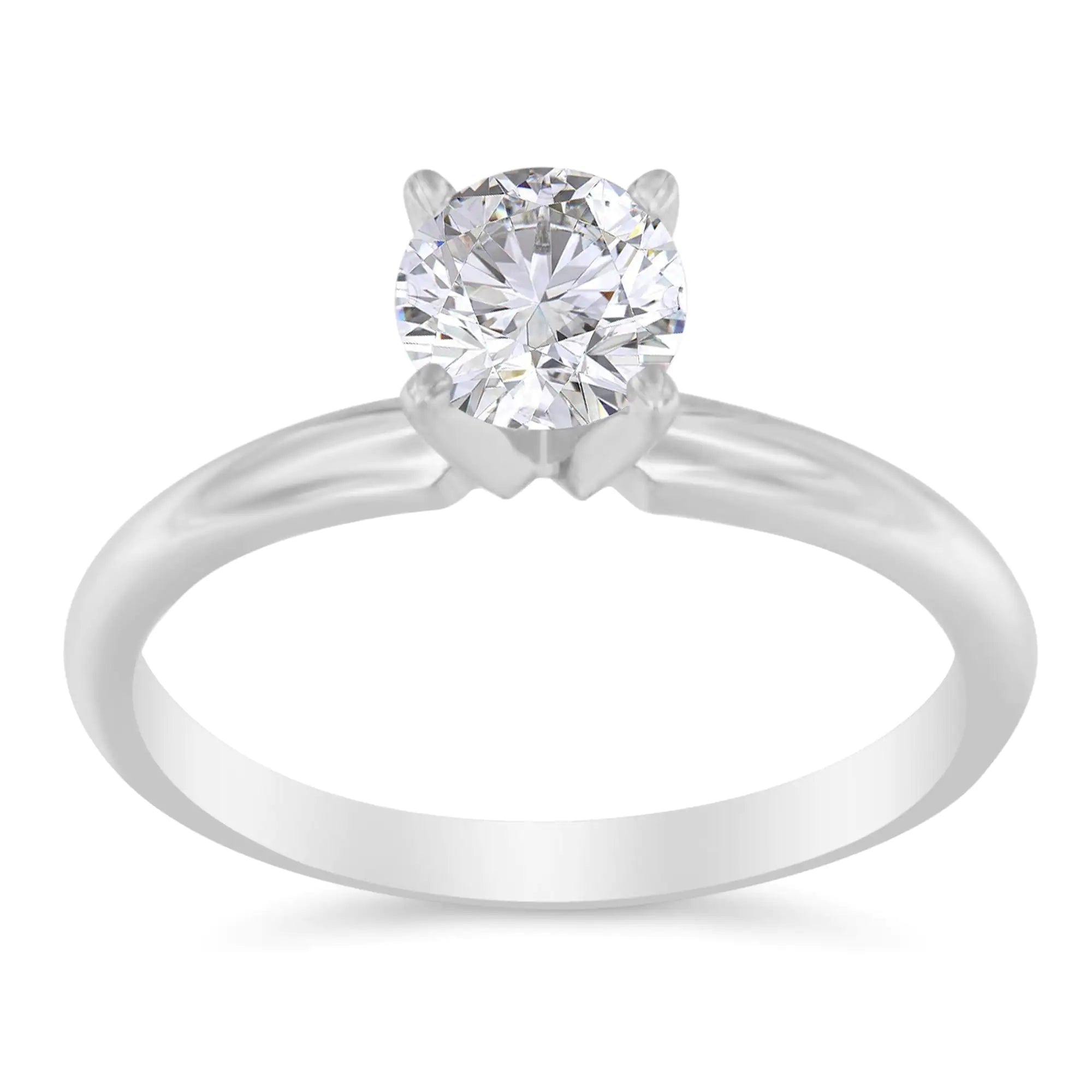 14K White Gold 4/5 Cttw GIA Certified 4 Prong Set Round Brilliant Cut Diamond Solitaire Engagement Ring (I-J Color, VVS1-VVS2 Clarity)