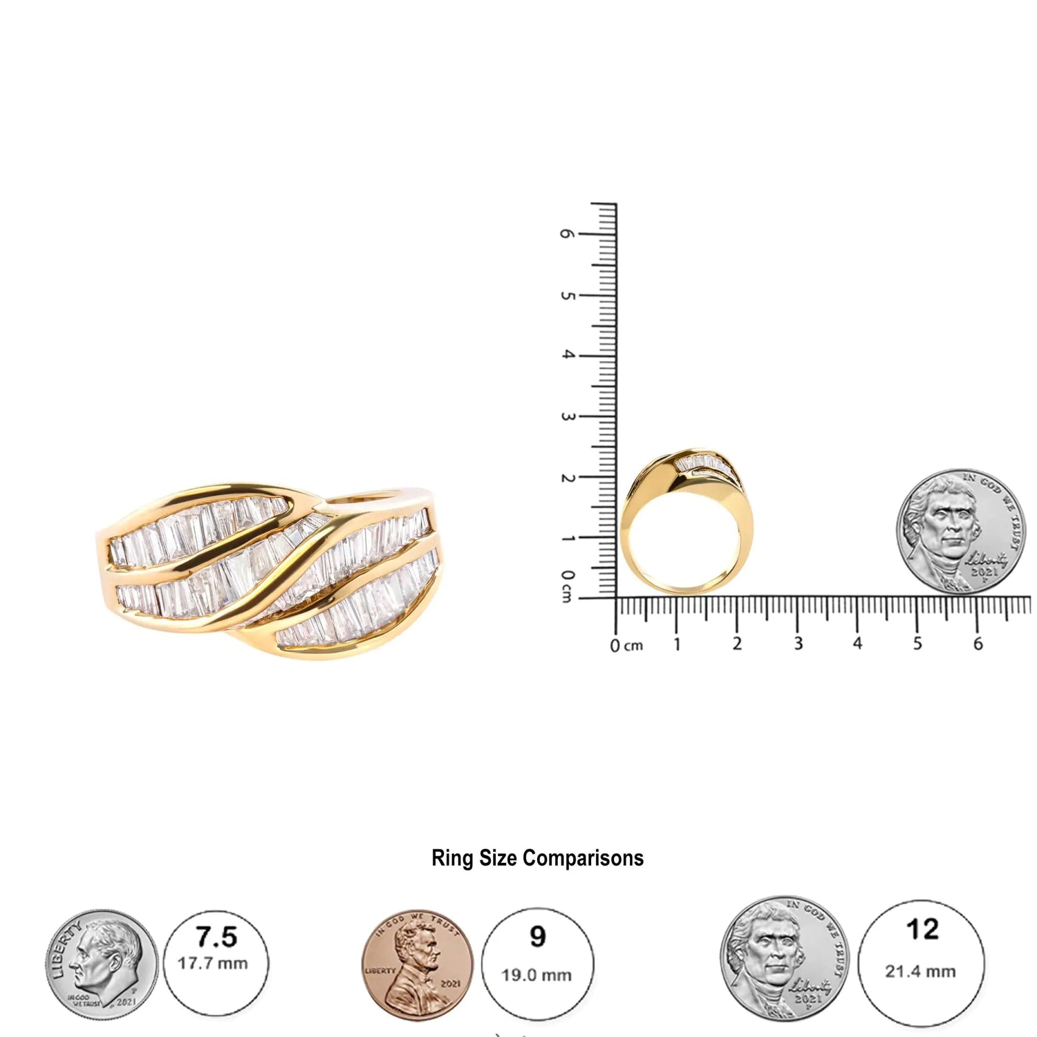 14K Yellow Gold Channel Set 1 1/3 Cttw Diamond Swirl and Weave Ring Band (H-I Color, SI1-SI2 Clarity)