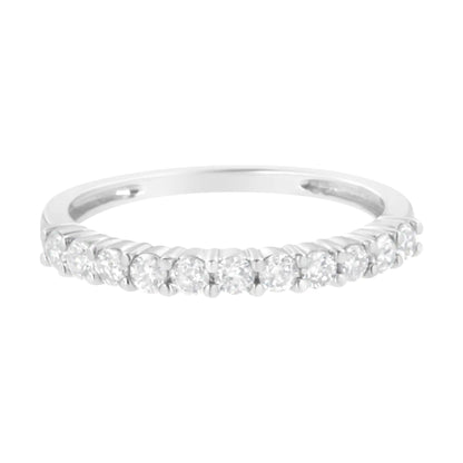 .925 Sterling Silver 1/2 cttw Shared Prong-Set Brilliant Round-Cut Diamond 11 Stone Band Ring (I-J Color, SI2-I1 Clarity)