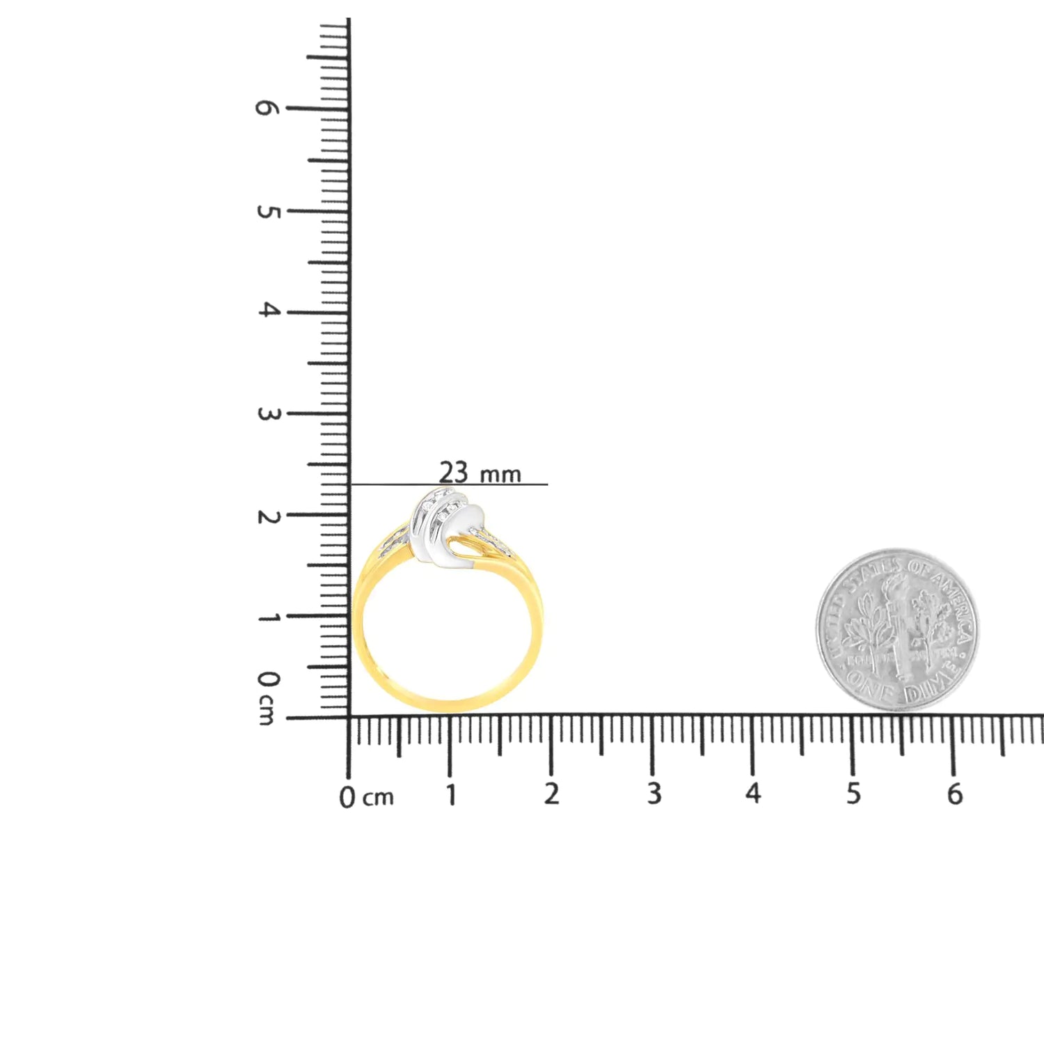 10K Yellow and White Gold 1/15 Cttw Round-Cut Diamond Bypass Ring (I2 Color, I-J Clarity)