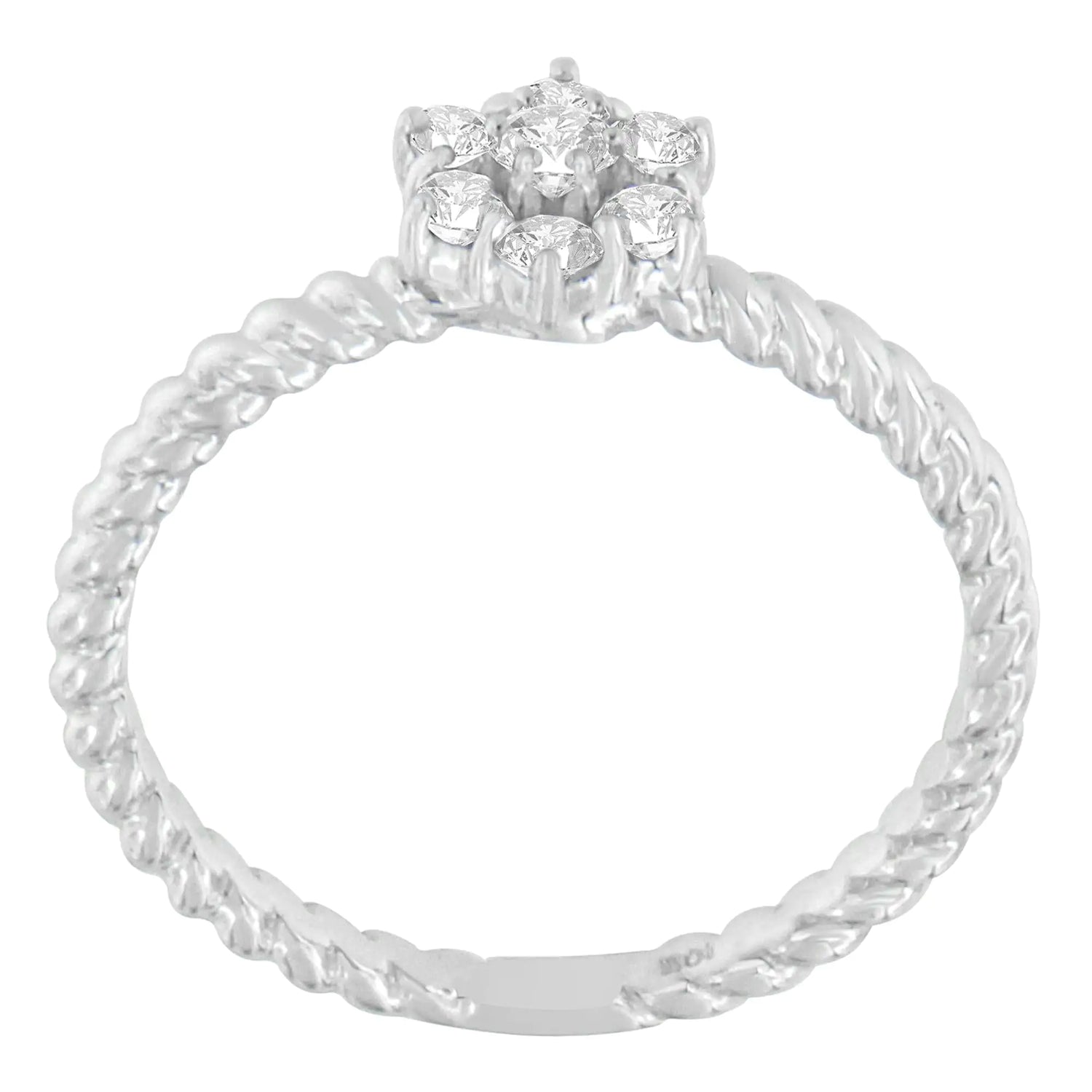 10K White Gold Diamond Cluster Ring (1/4 Cttw, H-I Color, SI1-SI2 Clarity)