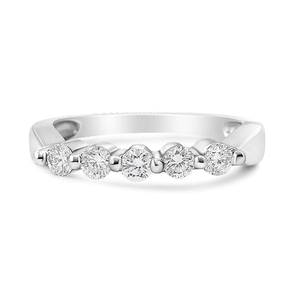 14K White Gold 1/2 Cttw Round-Cut 5-Stone Diamond Ring (H-I Color, SI1-SI2 Clarity)