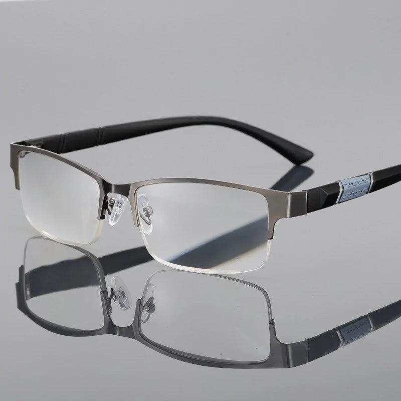 Unisex Anti Blue Rays Computer Glasses: Alloy Half Frame Blue Light Coating Eyewear