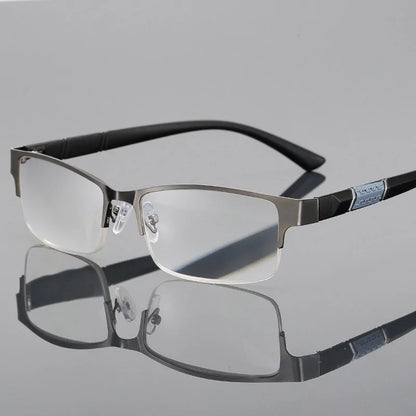 Unisex Anti Blue Rays Computer Glasses: Alloy Half Frame Blue Light Coating Eyewear